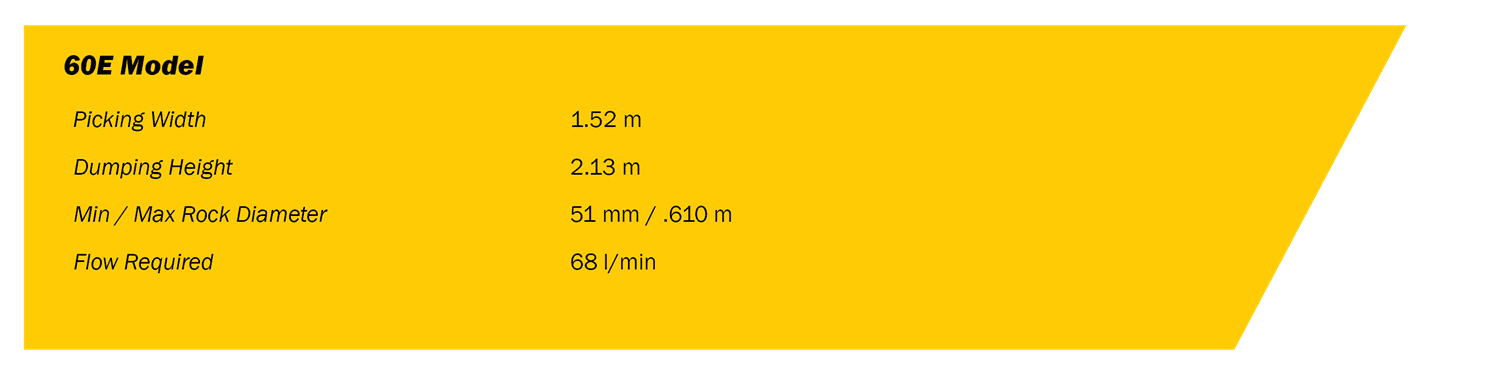 NT60E Rock Picker Quick Specs